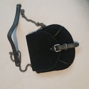 Lucky Brand suede crossbody saddle bag